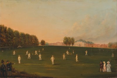 Erstes großes Cricket-Match der Mitglieder der Royal Amateur Society auf dem Hampton Court Green von Unbekannt Unbekannt